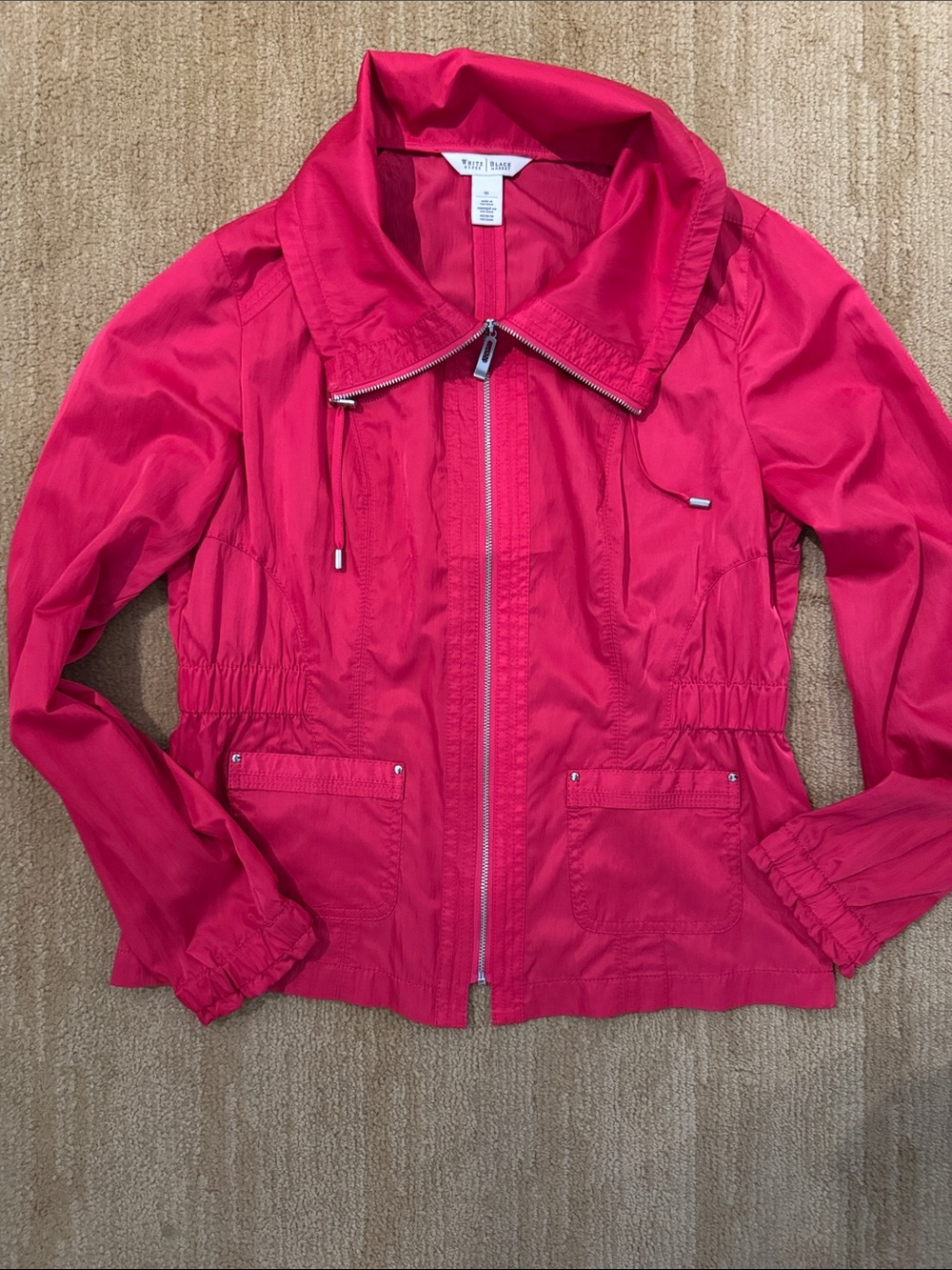 White House Black Market Hot Pink Zip-Front lightweight Jacket